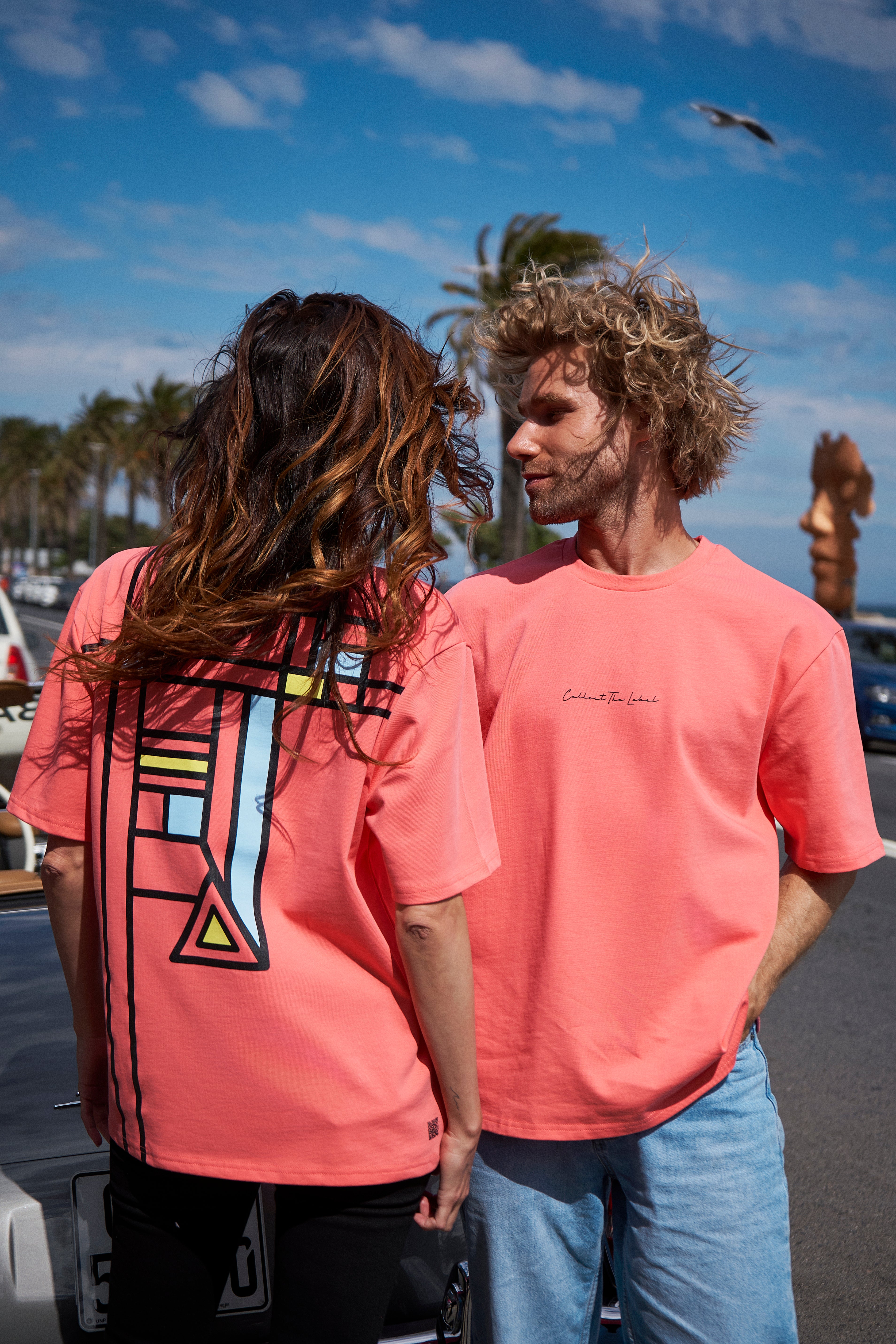 Abstract Grid T-shirt Neon Orange (SOLD OUT)