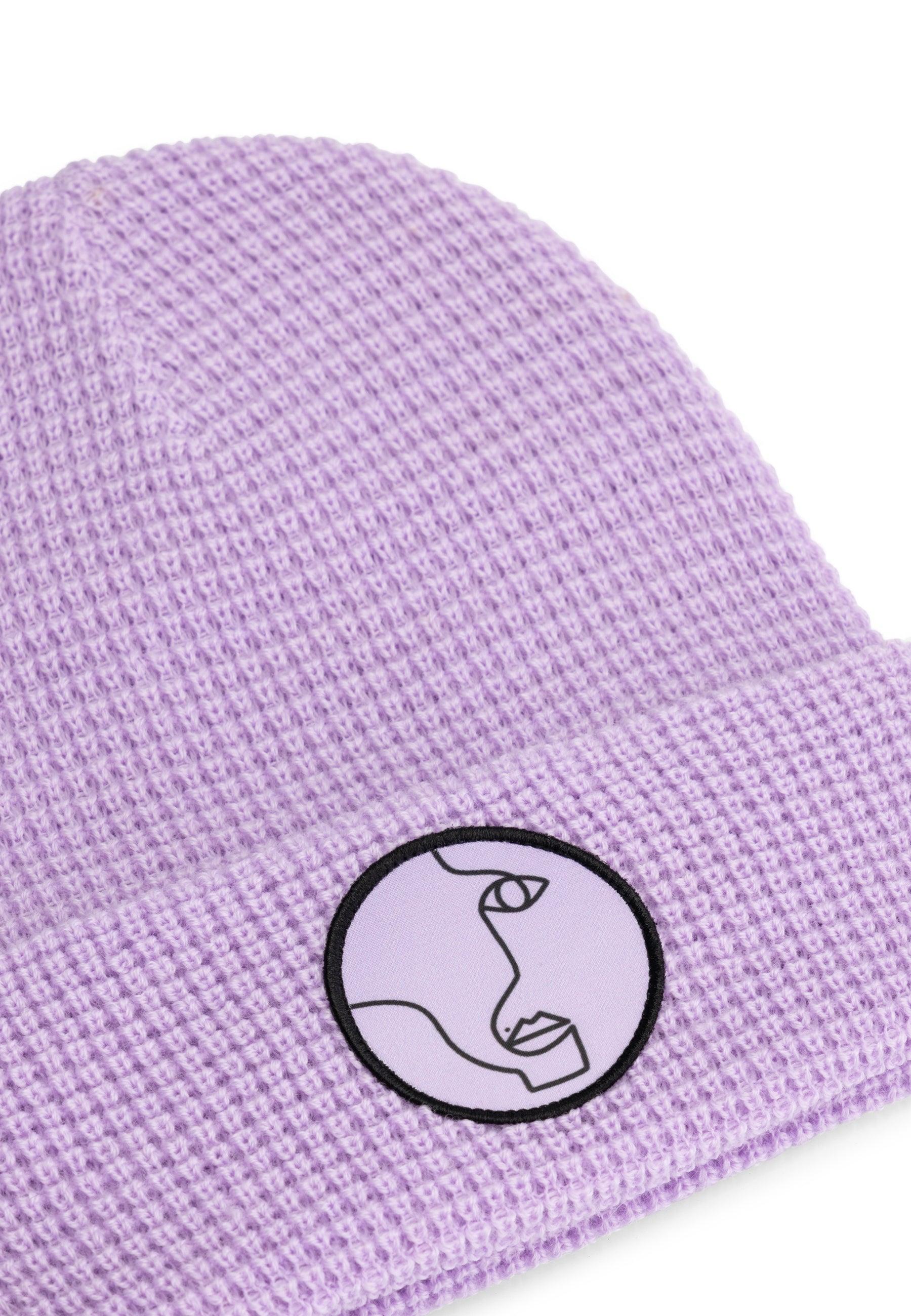 Line Art Beanie Lila